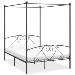 vidaXL Himmelbett-Gestell Grau Metall 140 x 200 cm 
