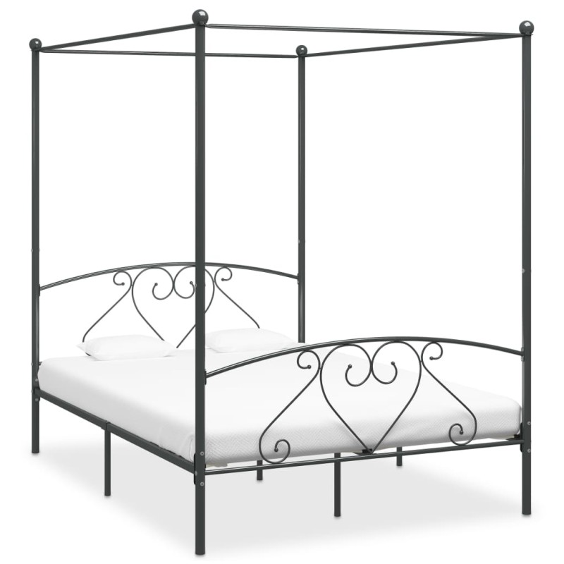 vidaXL Himmelbett-Gestell Grau Metall 140 x 200 cm vidaXL Himmelbett-Gestell Grau Metall 140 x 200 cm