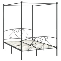 vidaXL Himmelbett-Gestell Grau Metall 140 x 200 cm 