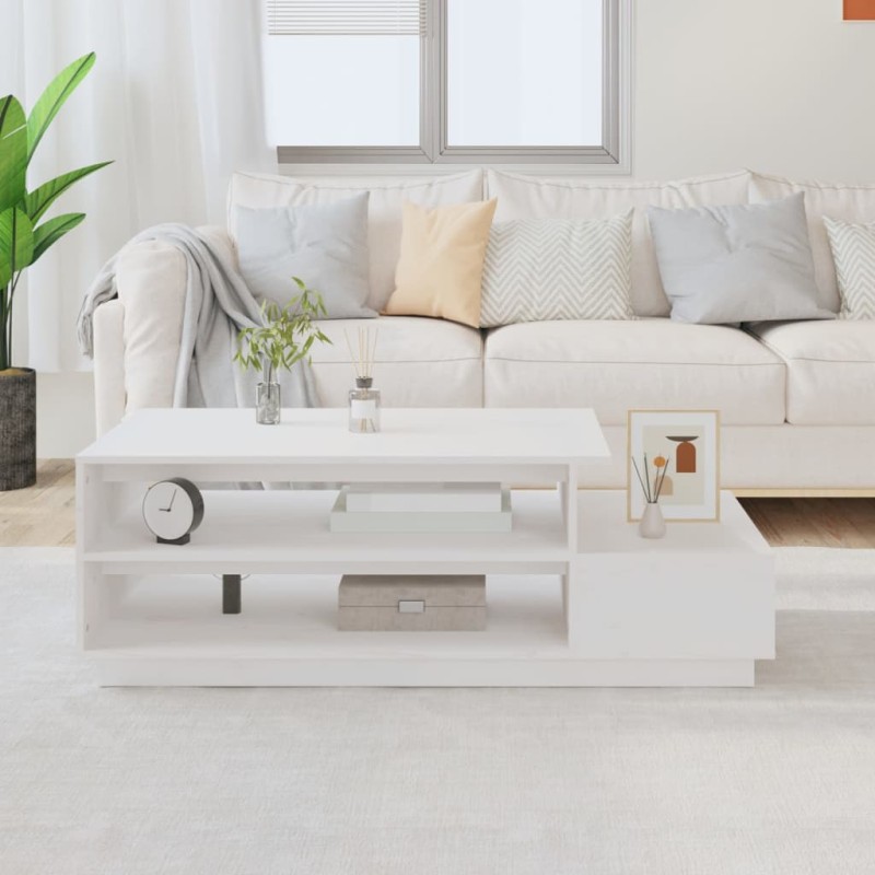 vidaXL Couchtisch Weiß 120x50x40,5 cm Massivholz Kiefer vidaXL Couchtisch Weiß 120x50x40,5 cm Massivholz Kiefer