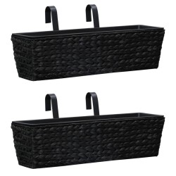 vidaXL Blumenkasten 2 Stk. Wasserhyazinthe Schwarz 