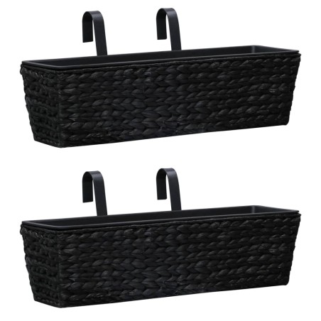 vidaXL Blumenkasten 2 Stk. Wasserhyazinthe Schwarz 