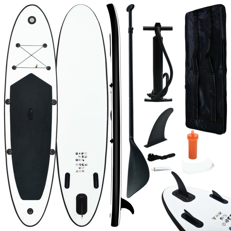 vidaXL Aufblasbares Stand Up Paddle Board Set Schwarz und Weiß vidaXL Aufblasbares Stand Up Paddle Board Set Schwarz und Weiß