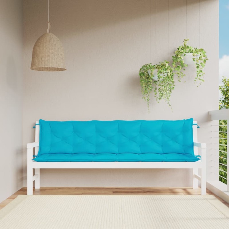 Gartenbank-Auflagen 2 Stk. Türkis 200x50x7 cm Stoff Gartenbank-Auflagen 2 Stk. Türkis 200x50x7 cm Stoff