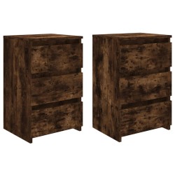 vidaXL Nachttische 2 Stk. Räuchereiche 40x35x62,5 cm Holzwerkstoff