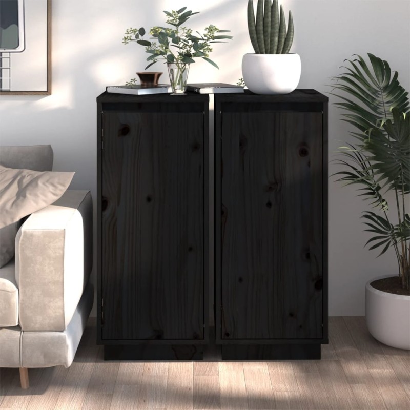 vidaXL Sideboards 2 Stk. Schwarz 31,5x34x75 cm Massivholz Kiefer vidaXL Sideboards 2 Stk. Schwarz 31,5x34x75 cm Massivholz Kiefer