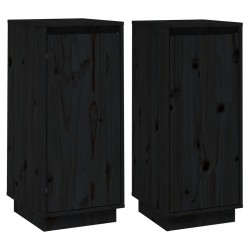 vidaXL Sideboards 2 Stk. Schwarz 31,5x34x75 cm Massivholz Kiefer