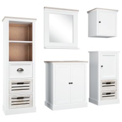 vidaXL 5-tlg. Badmöbel-Set Massivholz Weiß