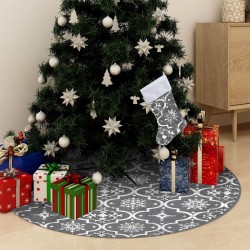 vidaXL Luxus-Weihnachtsbaumdecke mit Socke Grau 122 cm Stoff