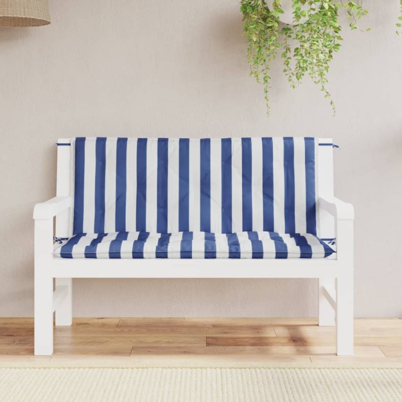 Gartenbank-Auflagen 2 Stk. Blau&Weiß Gestreift 120x50x7cm Stoff Gartenbank-Auflagen 2 Stk. Blau&Weiß Gestreift 120x50x7cm Stoff