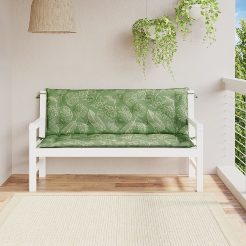 Gartenbank-Auflagen 2 Stk. Blattmuster 150x50x7 cm Stoff Gartenbank-Auflagen 2 Stk. Blattmuster 150x50x7 cm Stoff