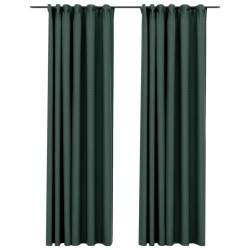 vidaXL Verdunkelungsvorhänge Haken Leinenoptik 2 Stk. Grün 140x225 cm