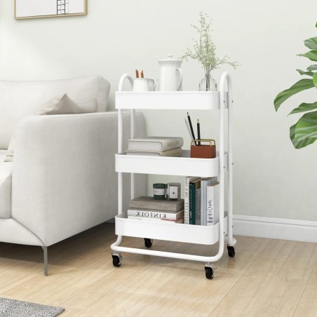 vidaXL 3-Etagen-Wagen Weiß 43x34x79 cm Stahl  