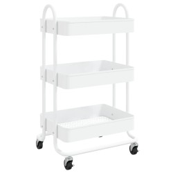 vidaXL 3-Etagen-Wagen Weiß 43x34x79 cm Stahl  