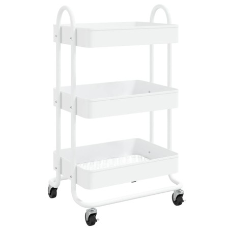 vidaXL 3-Etagen-Wagen Weiß 43x34x79 cm Stahl  