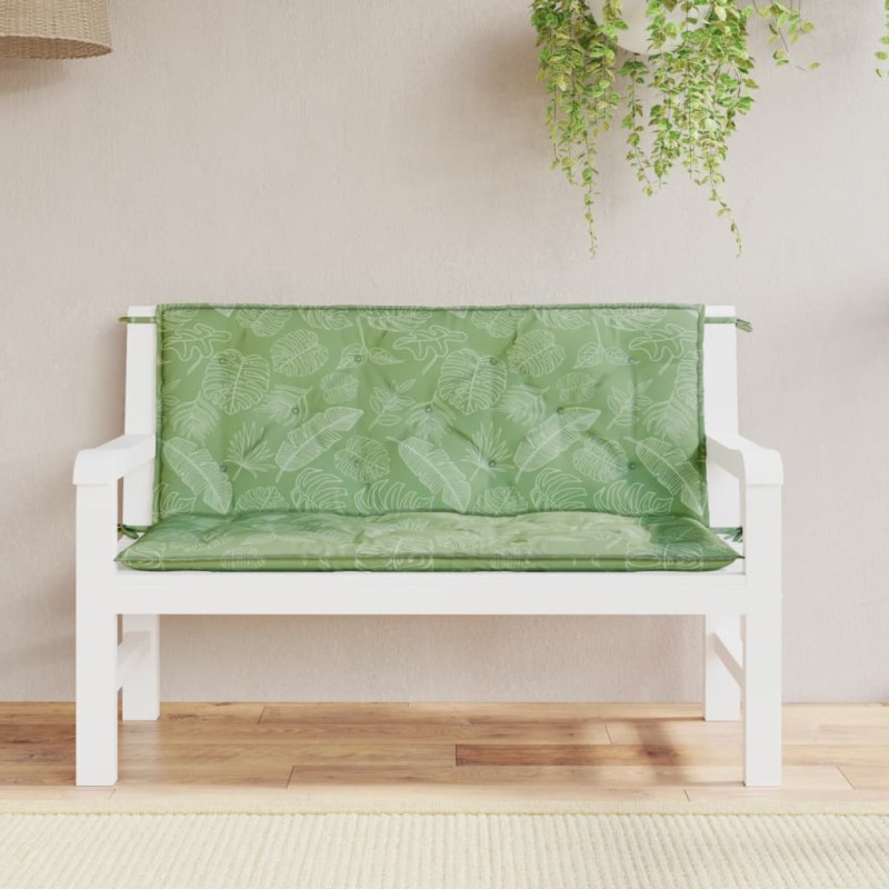 Gartenbank-Auflagen 2 Stk. Blattmuster 120x50x7 cm Stoff Gartenbank-Auflagen 2 Stk. Blattmuster 120x50x7 cm Stoff