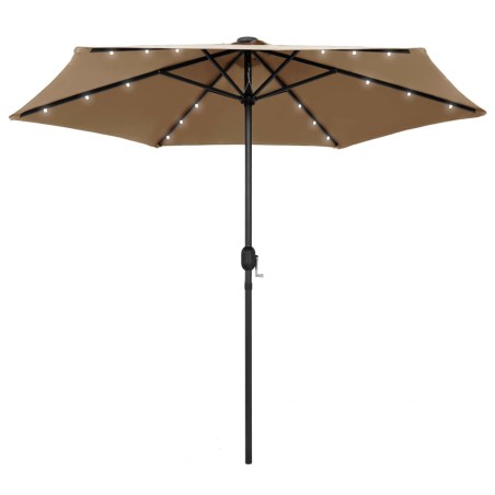 vidaXL Sonnenschirm mit LED-Leuchten & Aluminium-Mast 270 cm Taupe