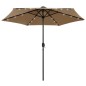 vidaXL Sonnenschirm mit LED-Leuchten & Aluminium-Mast 270 cm Taupe vidaXL Sonnenschirm mit LED-Leuchten & Aluminium-Mast 270 cm Taupe