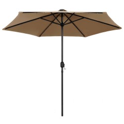 vidaXL Sonnenschirm mit LED-Leuchten & Aluminium-Mast 270 cm Taupe