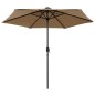 vidaXL Sonnenschirm mit LED-Leuchten & Aluminium-Mast 270 cm Taupe vidaXL Sonnenschirm mit LED-Leuchten & Aluminium-Mast 270 cm Taupe