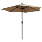 vidaXL Sonnenschirm mit LED-Leuchten & Aluminium-Mast 270 cm Taupe vidaXL Sonnenschirm mit LED-Leuchten & Aluminium-Mast 270 cm Taupe