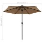 vidaXL Sonnenschirm mit LED-Leuchten & Aluminium-Mast 270 cm Taupe vidaXL Sonnenschirm mit LED-Leuchten & Aluminium-Mast 270 cm Taupe