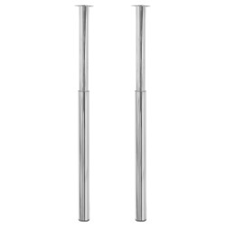 2 x Teleskopfuß Tischfuß Stützfuß Tischbein Chrom 710 mm-1100 mm