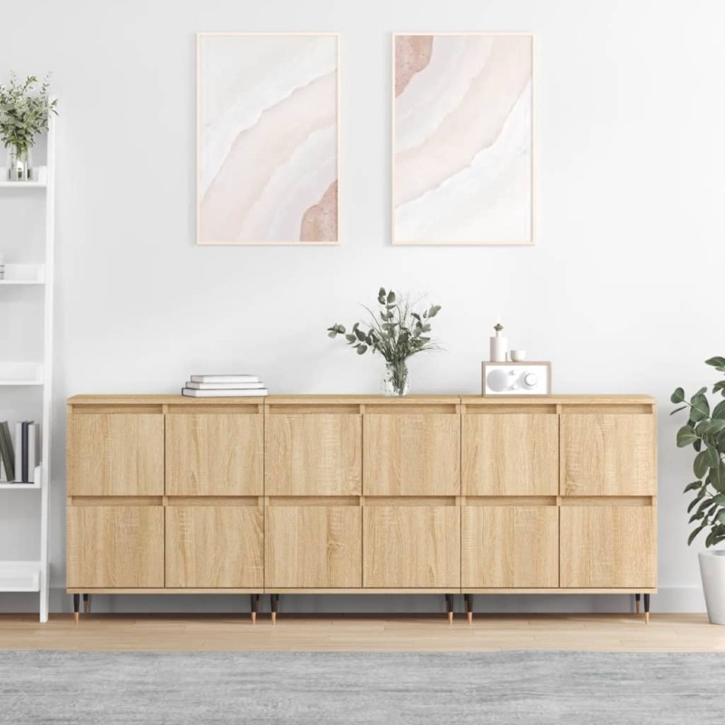 Sideboards 3 Stk. Sonoma-Eiche Holzwerkstoff Sideboards 3 Stk. Sonoma-Eiche Holzwerkstoff