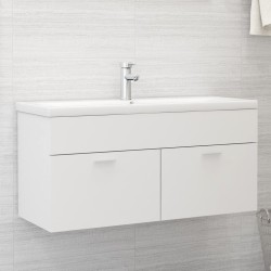 vidaXL Waschbeckenunterschrank Weiß 100x38,5x46 cm Holzwerkstoff
