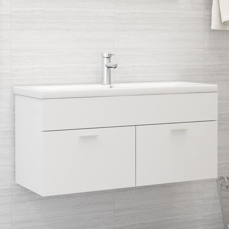 vidaXL Waschbeckenunterschrank Weiß 100x38,5x46 cm Holzwerkstoff