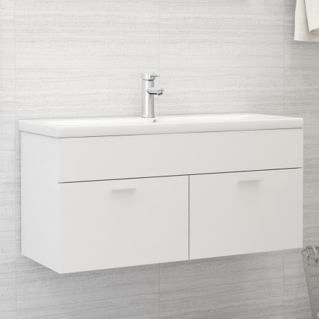 vidaXL Waschbeckenunterschrank Weiß 100x38,5x46 cm Holzwerkstoff