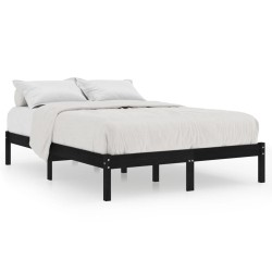 vidaXL Massivholzbett Schwarz 150x200 cm
