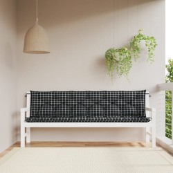 Gartenbank-Auflagen 2 Stk. Schwarz Karomuster 200x50x7 cm Stoff