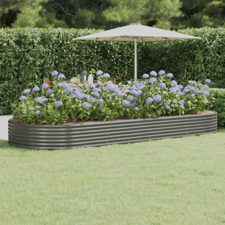 vidaXL Hochbeet Pulverbeschichteter Stahl 373x140x36 cm Grau