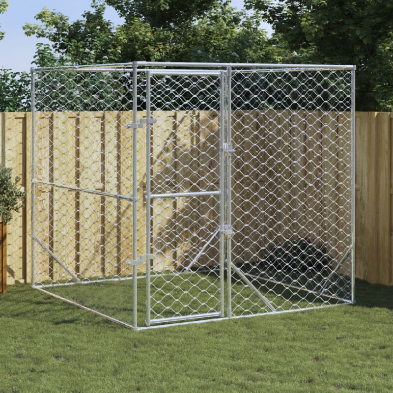 vidaXL Outdoor-Hundezwinger Silbern 2x2x2 m Verzinkter Stahl vidaXL Outdoor-Hundezwinger Silbern 2x2x2 m Verzinkter Stahl