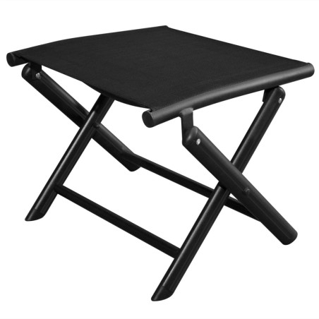 vidaXL Klappbarer Fußhocker Schwarz Aluminium und Textilene 