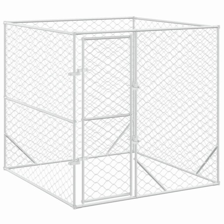 vidaXL Outdoor-Hundezwinger Silbern 2x2x2 m Verzinkter Stahl