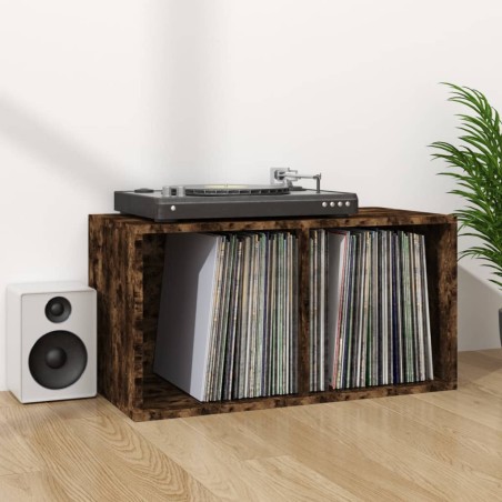 vidaXL Schallplatten-Box Räuchereiche 71x34x36 cm Holzwerkstoff
