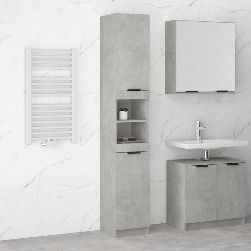 vidaXL Badschrank Betongrau 32x34x188,5 cm Holzwerkstoff vidaXL Badschrank Betongrau 32x34x188,5 cm Holzwerkstoff