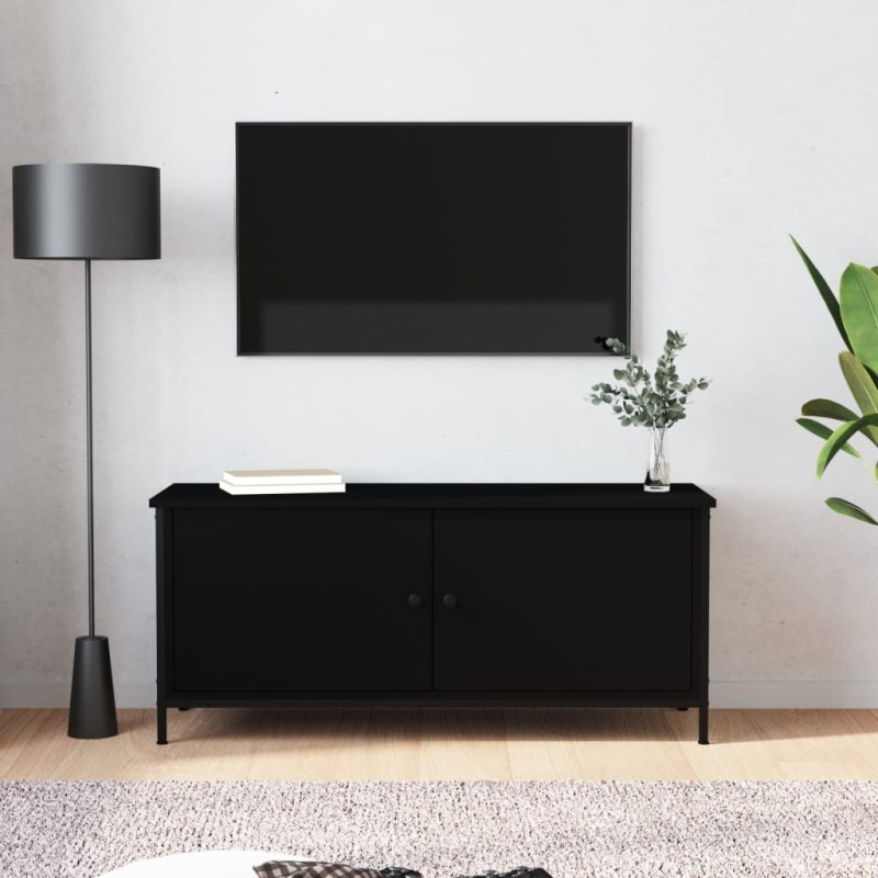 vidaXL TV-Schrank mit Türen Schwarz 102x35x45 cm Holzwerkstoff vidaXL TV-Schrank mit Türen Schwarz 102x35x45 cm Holzwerkstoff
