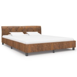 vidaXL Bettgestell Braun Wildleder-Optik 160 x 200 cm