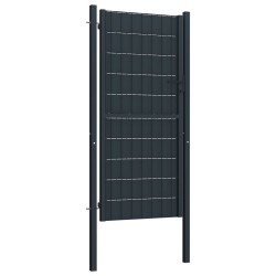 vidaXL Zauntor PVC und Stahl 100x204 cm Anthrazit