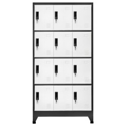 vidaXL Schließfachschrank Anthrazit und Weiß 90x45x180 cm Stahl