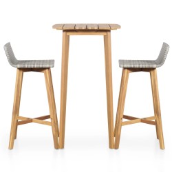 vidaXL 3-tlg. Bar-Set Akazie Massivholz