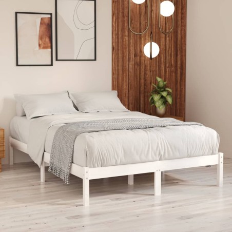 vidaXL Massivholzbett Weiß 135x190 cm