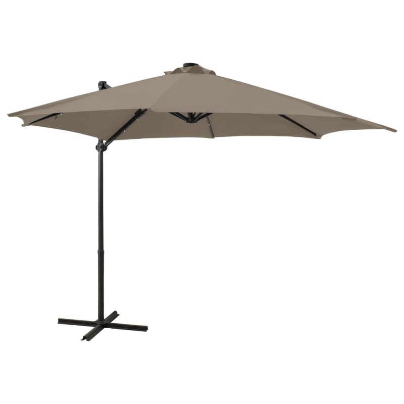 vidaXL Ampelschirm mit Mast und LED-Beleuchtung Taupe 300 cm vidaXL Ampelschirm mit Mast und LED-Beleuchtung Taupe 300 cm