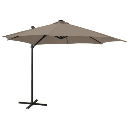 vidaXL Ampelschirm mit Mast und LED-Beleuchtung Taupe 300 cm