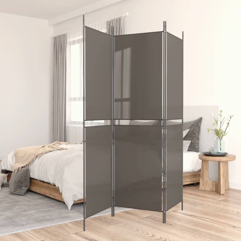vidaXL 3-tlg. Paravent Anthrazit 150x220 cm Stoff vidaXL 3-tlg. Paravent Anthrazit 150x220 cm Stoff
