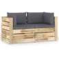 vidaXL 2-Sitzer Outdoor-Sofa mit Kissen Grün Imprägniertes Holz vidaXL 2-Sitzer Outdoor-Sofa mit Kissen Grün Imprägniertes Holz