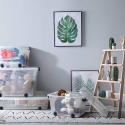vidaXL Aufbewahrungsboxen mit Rollen & Deckeln 2 Stk. Transparent 40 L